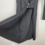 Calvin Klein  Dress Womens Medium Gray‎ Sheath Faux Wrap V-Neck Knit Long Sleeve Photo 4