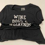 Modern Lux  Black and white Xl womens tee, wine, dogs & weekends Photo 0