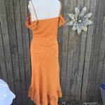 Maje Elegant Orange Off-Shoulder Dress Size 1 Photo 4