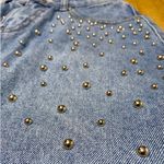 Tobi Foothill Denim Mini Skirt Silver Studded With Front Slit Women's Size 25 Photo 3