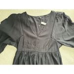 Madewell  V-Neck Balloon Sleeve Empire Midi Dress In Black NO147 Size M Photo 6