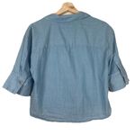 J.Crew Cropped Blue Button-Up Shirt in Washed Voile Size 8 Preppy Lightweight Photo 4