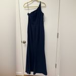 Dress the Population NWOT  AMY crepe one shoulder maxi slit navy gown sz S Photo 2