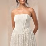 Lulus Shiori White Lace Bustier Basque Waist Strapless Maxi Dress Photo 2