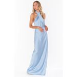 Show Me Your Mumu  Jasmine Halter Maxi Dress Steel Blue Luxe Satin XL Photo 3