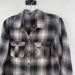 Eddie Bauer Black & White Plaid Button Front Collared Flannel Top Women's Medium Photo 2