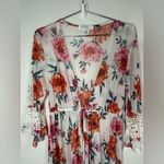 LIFE Love Is For Eternity Floral Kimono Cardigan | Sheer Boho Cover Up Medium White Photo 2