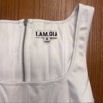 I am gia I.AM.GIA. Mandi Ruched Mesh Sttetch Corset Top Back Zipper White Size Small Photo 5