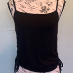 Antistar  Black Ribbed Side Tie Women's Medium Spaghetti Strap Top Photo 0