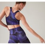 Athleta S Women's Conscious Crop Sports Bra Size Small Cup A-C Blue Abstract Photo 2