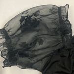 Elegant Black Sheer Floral Print Puff sleeves cropped top woman’s size small Photo 6