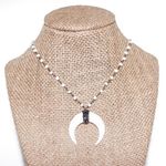 Beaded by Meg Gunmetal Rhinestone Double Horn Necklace Photo 0