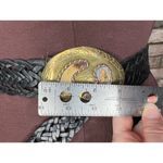 belt split leather black braided goldtone buckle stone western Photo 4