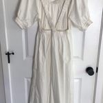 Free People  Dress Small White Back Strap A Line Half Sleeve Elastic Midi NWT Photo 1