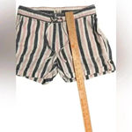 Per Se  Linen Blend Shorts Med White Blue RedStripes Cuffed Drawstring Pockets Photo 1