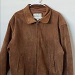 Vintage 100% Suede Leather Tan Bomber Jacket Size: L Size L Photo 1