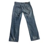 BCBGMAXAZRIA Distressed Boyfriend Jeans Gina Cyan Blue Size 25 oversized 30W Photo 5