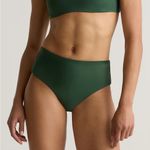 Quince NWT Italian High Rise Palm Green Bikini Bottom Swimwear Sz S 🌴 Photo 1