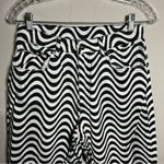 The Ragged Priest  Black and White Wave Psychedelic Groovy Raw Hem Wide Leg Jeans Photo 3