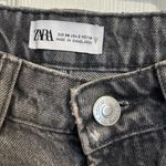 ZARA black wash denim ripped curved shorts high wasted sz 2 Photo 2