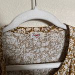 Faherty  Gemina Floral Linen Blend Mini Dress Sz‎ Large Tan Pleated Short Sleeve Photo 3