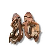 Steve Madden Queen Strappy Heeled Sandals Women's Size 8.5 Brown Zip Back Photo 6
