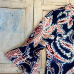 Aryeh  Paisley U-neck 3/4 Ruffle Sleeve Knee Length Dress Women’s Size S Photo 5