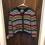 LA LIGNE x Target Women's Textured Striped Cardigan Sweater Navy Red Yellow Blue Size L Photo 0