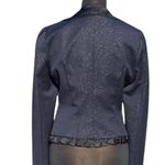 Cache Lined Midnight Navy Blue Metallic Top Satin Collar Jacket New NWT $238 Photo 3