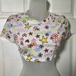 Aerie NWT  Stretch Crop Top Happy Floral Hearts Summer Lightweight Festival Beach Photo 2