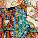 fab'rik  small sleeveless dress geometric print v neck tie front or back lined Photo 2