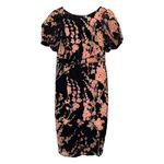 Ivy City Co Black Pink Floral Velvet Burnout Kaley Midi Dress Size Medium Photo 4