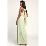 Lulus  Sage Green Convertible Strapless Maxi Dress Formal Wedding Guest Gown Sz S Photo 1