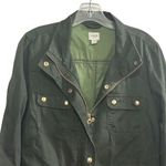 J.Crew Women's Green Twill Jacket M Resin-Coated Casual Long Sleeve Photo 5