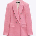 ZARA  Pink Tweed‎ Textured Double Breasted Blazer Size XS Photo 0