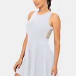 Halara  Sleeveless Back Contrast Mesh Cut Out Mini Flare Dress White XS Photo 2