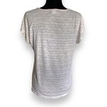 Old Navy Womens Top Size S Beige White Stripe Split Neck Knit Short Sleeve Photo 4