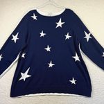 Belle Beach Kim Gravel Sweater Womens 2X Navy White Star Pullover Cotton Blend Blue Size XXL Photo 0