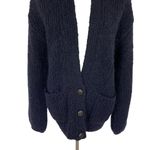 Elizabeth and James  Cardigan Medium Navy Chunky Knit Button Front Classic Photo 1