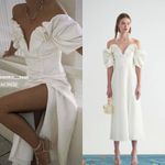 Cult Gaia 🆕  Muna Gathered Linen Midi Dress in Off White Sz 2 Photo 10
