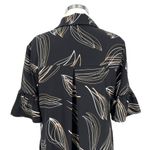 Chico's  Leaf Print Shirt Dress Black Beige Size 8 US Photo 6