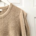 Ronny Kobo Tan Carina Eyelash Fuzzy Knit Bold Shoulder Sleeve Swearer XL Photo 97