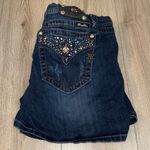 Miss Me  Dark Blue Jean Shorts with Embellished Pockets Photo 1