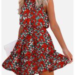 BTFBM Women Floral Dresses Casual Summer Sleeveless Halter Neck Ruffle Belt Boho Size L Photo 2