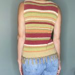Susan Bristol Vintage Crochet Stripe Bohemian Silk Fringe Tank Top Photo 4