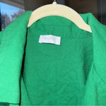 Meshki  kelly green linen tie front crop top collar top vneck knot blouse Photo 2
