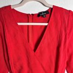 Lulus Red Long Sleeve Mini Dress XS V-Neck Button Front Bow Cocktail Party Photo 7