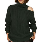 Peter Som  Asymmetric Cold Shoulder Sweater Green Size M Photo 0