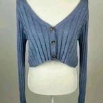 Aeropostale Blue Ribbed Button Front Cropped Top Size L NWT Photo 0