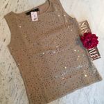 NEW Beige Nude Tan Sleeveless Sequin Top Size Small Photo 0